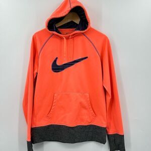 Nike Therma-Fit Orange Purple Hoodie Sweatshirt Womens Size Medium Thumbholes